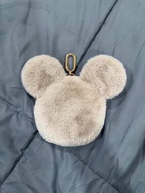 Mickey Mouse Icon Plush Coin Purse Bag Charm Mocha
